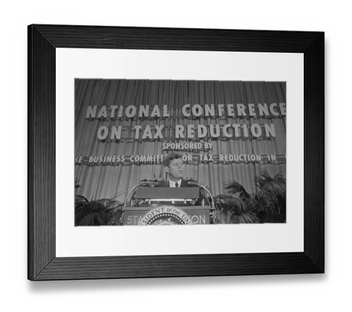 Framed Print : President John F. Kennedy Speaking on Tax Reduction Framed Print : President John F. Kennedy Speaking on Tax Reduction