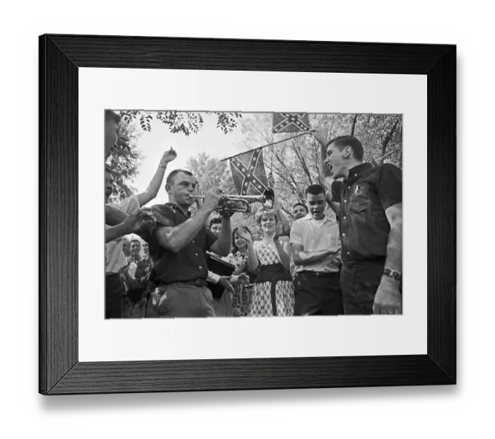 Framed Print : Anti-Integration Protesting Outside School Framed Print : Anti-Integration Protesting Outside School