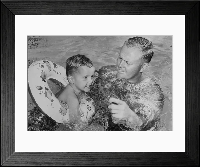 Framed Print : Jack Nicklaus Swimming with His Son Jackie Framed Print : Jack Nicklaus Swimming with His Son Jackie