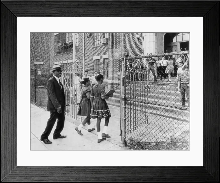 Framed Print : Father Escorting His Daughters to School