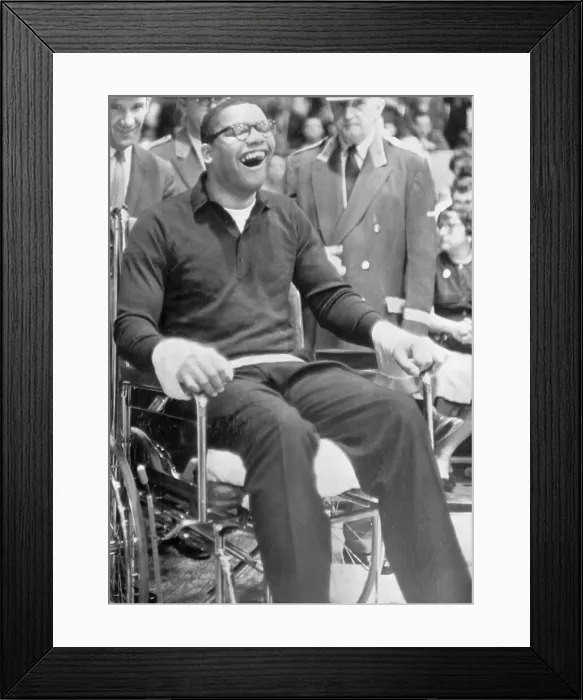 Framed Print : Maurice Stokes Smiling in Wheelchair Framed Print : Maurice Stokes Smiling in Wheelchair