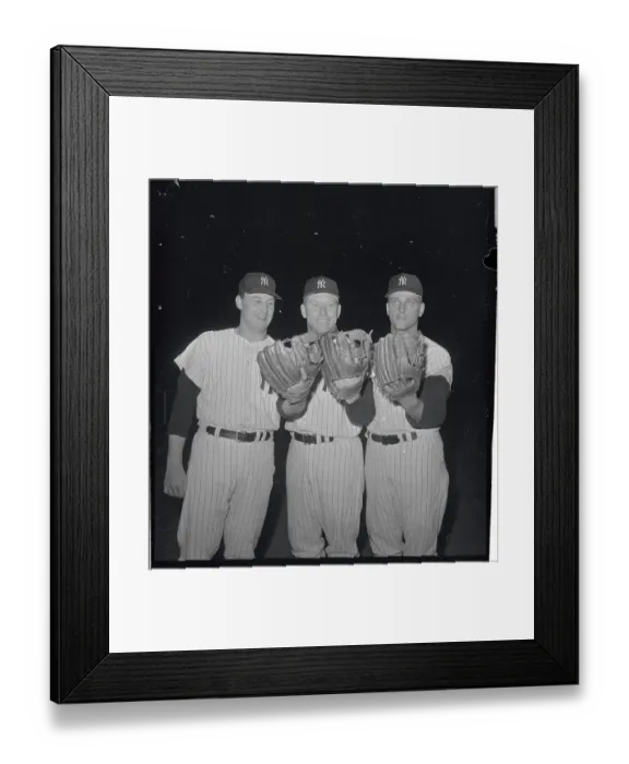 Framed Print : Baseball Greats Posing with Baseball Gloves Framed Print : Baseball Greats Posing with Baseball Gloves