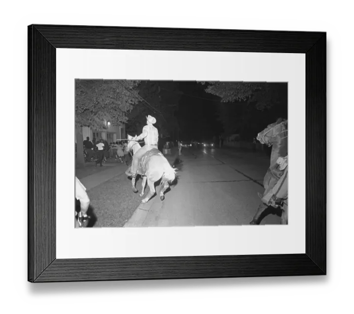 Framed Print : Mounted Officers Chasing Demonstrators Framed Print : Mounted Officers Chasing Demonstrators