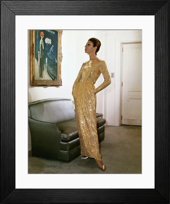 Framed Print : Model Wearing Evening Gown by Norman Norell Framed Print : Model Wearing Evening Gown by Norman Norell