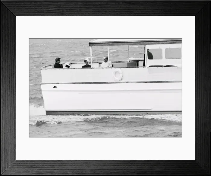 Framed Print : Jackie Kennedy Riding in Boat Framed Print : Jackie Kennedy Riding in Boat