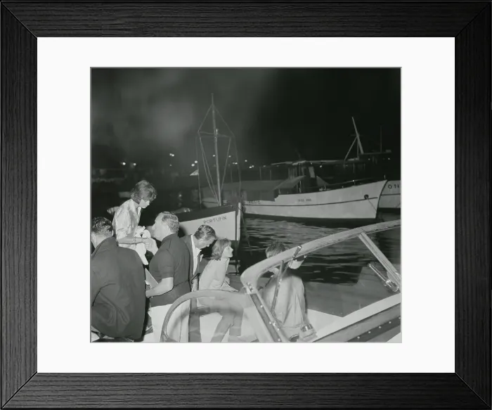 Framed Print : Actress Greta Garbo on Yacht with Admirers