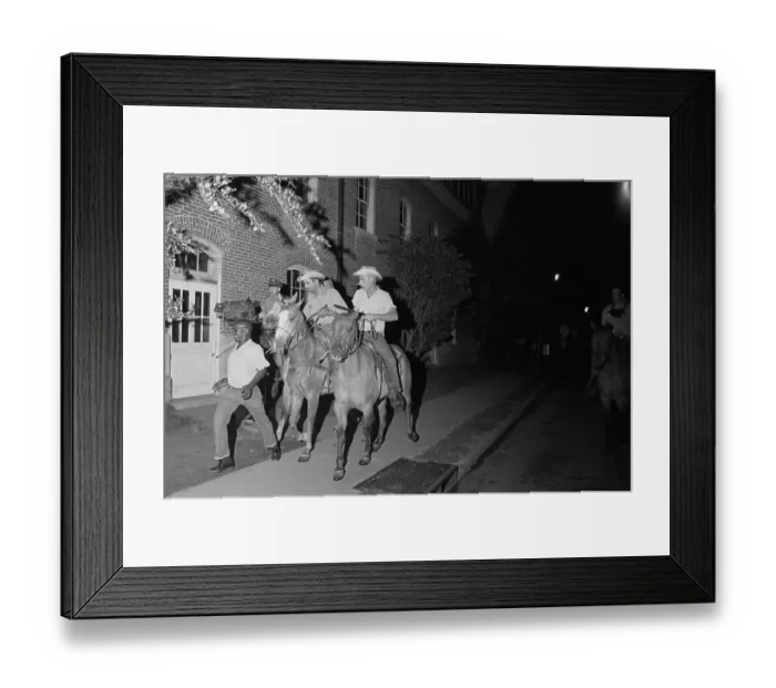 Framed Print : Mounted Officers Shocking Demonstrator With Prod Framed Print : Mounted Officers Shocking Demonstrator With Prod