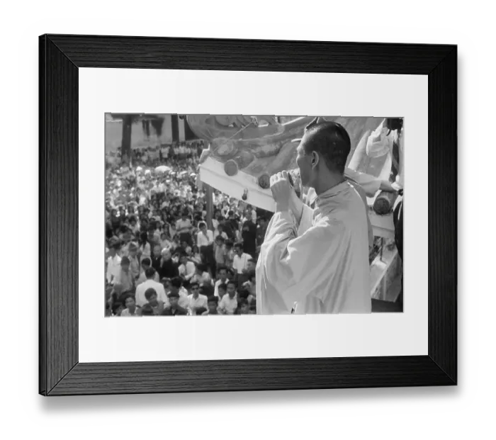 Framed Print : Buddhist Monk Speaking to Crowd Framed Print : Buddhist Monk Speaking to Crowd