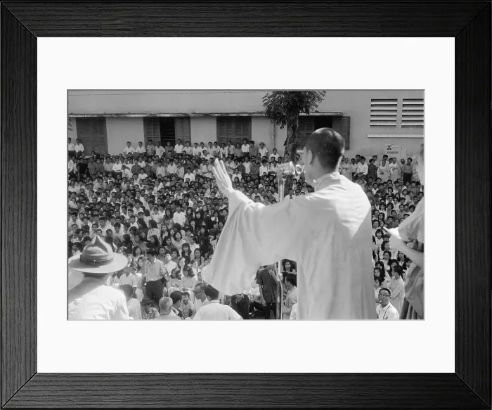 Framed Print : Buddhist Monk Speaking to Crowd Framed Print : Buddhist Monk Speaking to Crowd