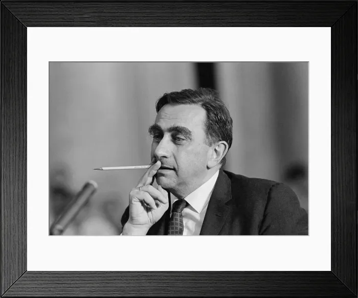 Framed Print : Edward Teller Holding Pencil to His Lips During Hearing Framed Print : Edward Teller Holding Pencil to His Lips During Hearing