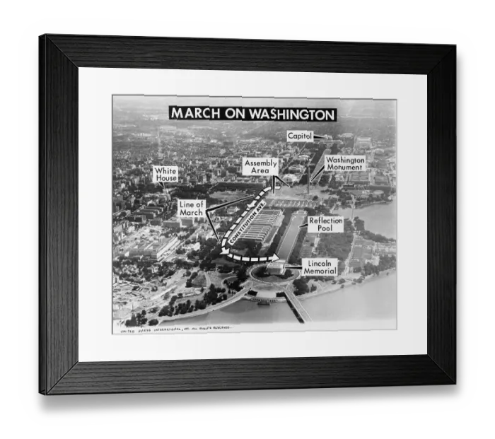 Framed Print : March On Washington Route Map Framed Print : March On Washington Route Map