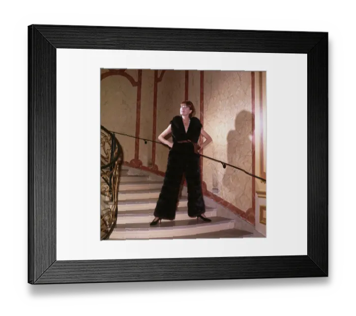Framed Print : Model Wearing Fur Jump Suit by James Galanos Framed Print : Model Wearing Fur Jump Suit by James Galanos