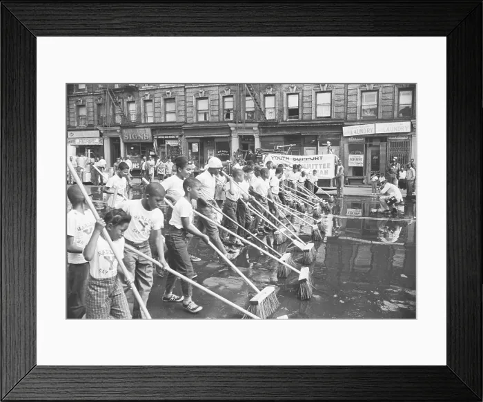 Framed Print : Children Washing Street W / Push Brooms Framed Print : Children Washing Street W / Push Brooms
