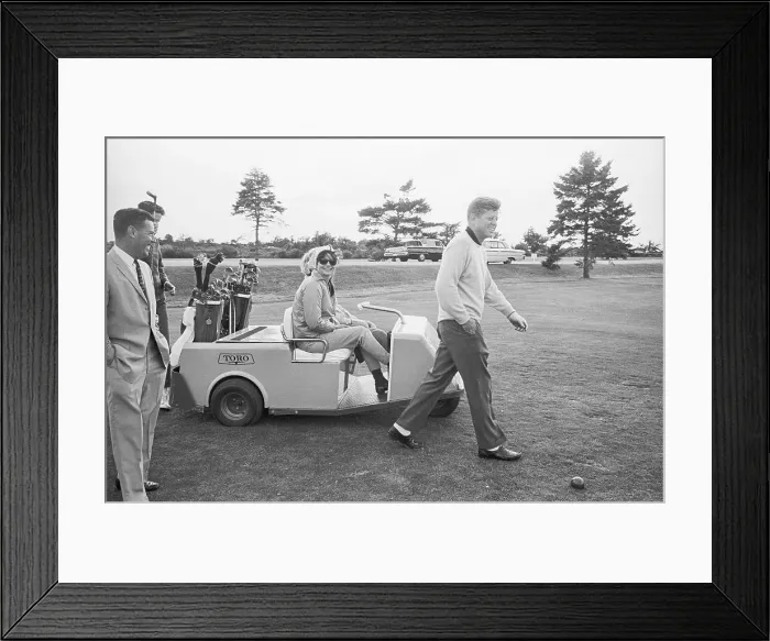 Framed Print : Jacqueline Kennedy Riding Golf Cart