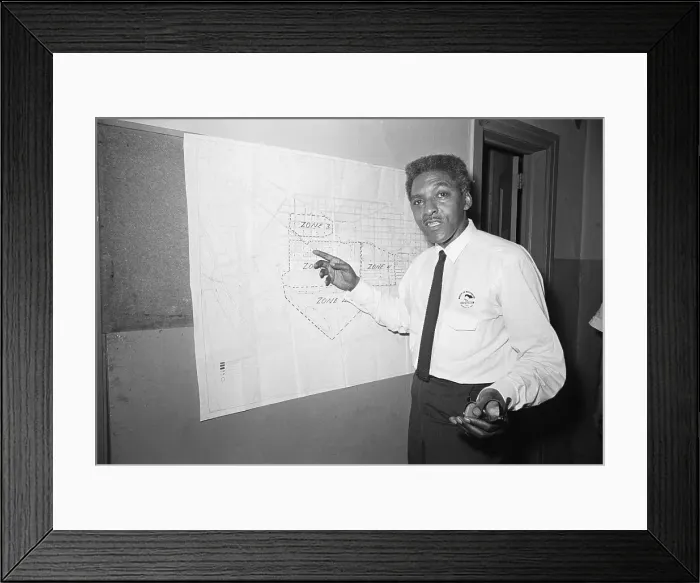 Framed Print : Bayard Rustin Pointing To Map Framed Print : Bayard Rustin Pointing To Map