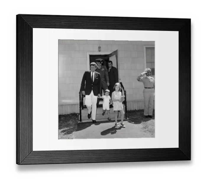 Framed Print : John F. Kennedy and Children Walking from Hospital Framed Print : John F. Kennedy and Children Walking from Hospital