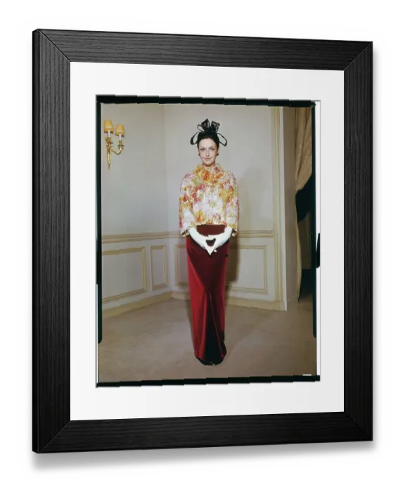 Framed Print : Model Wearing Evening Ensemble by Guy Laroche Framed Print : Model Wearing Evening Ensemble by Guy Laroche