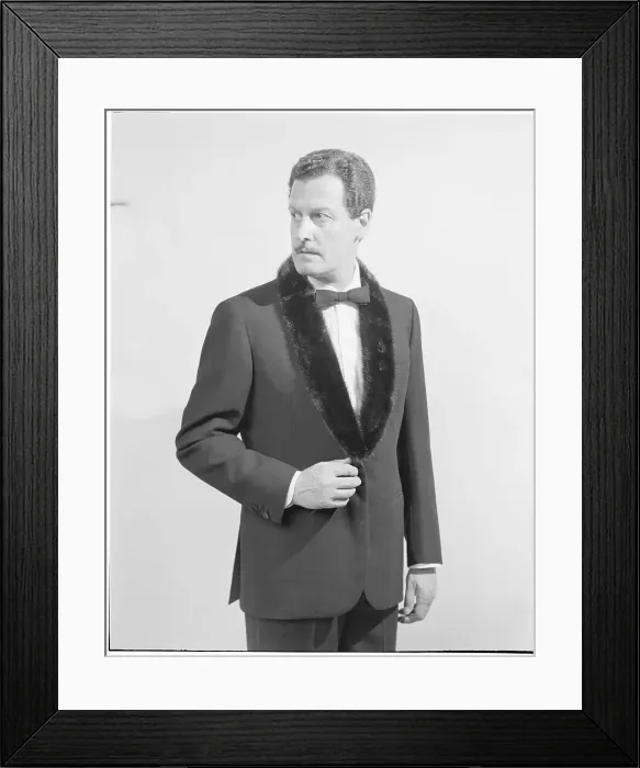 Framed Print : Fur Trimmed Tuxedo for Men Framed Print : Fur Trimmed Tuxedo for Men