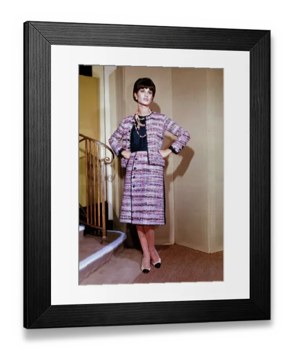 Framed Print : Female Model Posing in New Tweed Parisian Fashion Framed Print : Female Model Posing in New Tweed Parisian Fashion