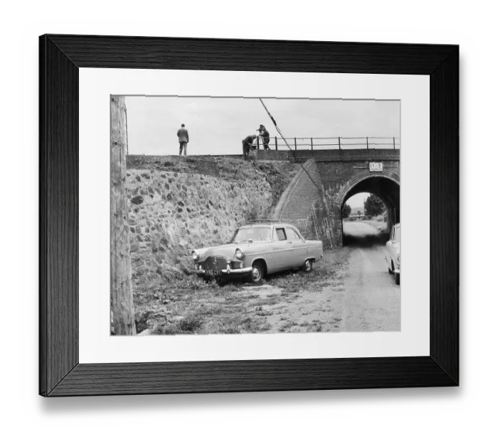 Framed Print : Police Surveying Scene of Train Robbery Framed Print : Police Surveying Scene of Train Robbery