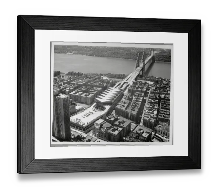 Framed Print : George Washington Bridge and Bus Station