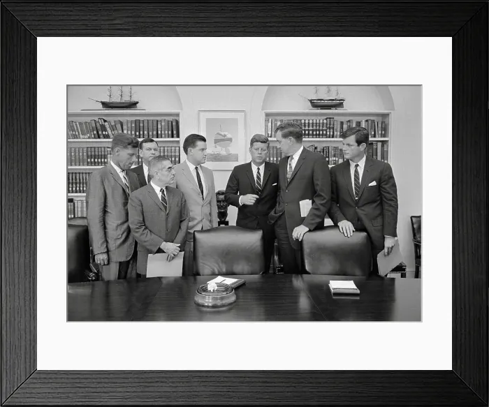 Framed Print : John F Kennedy Conferring with Democratic Senators