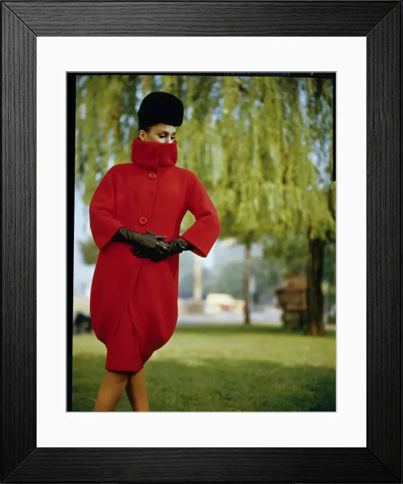 Framed Print : Model Wearing Wool Coat by Forquet Framed Print : Model Wearing Wool Coat by Forquet