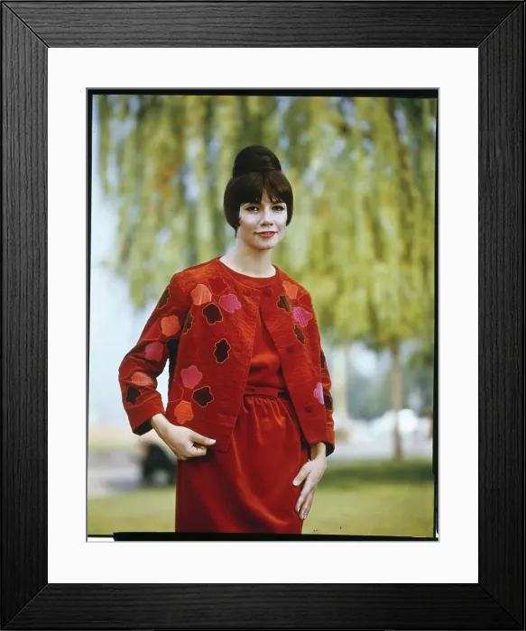 Framed Print : Model Wearing Ensemble with Appliqued Jacket Framed Print : Model Wearing Ensemble with Appliqued Jacket