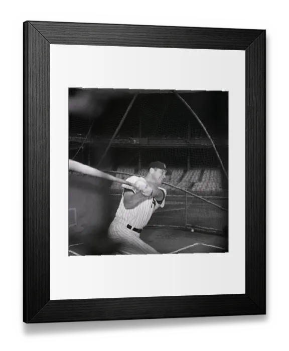 Framed Print : Mickey Manlte In Batting Cage Framed Print : Mickey Manlte In Batting Cage