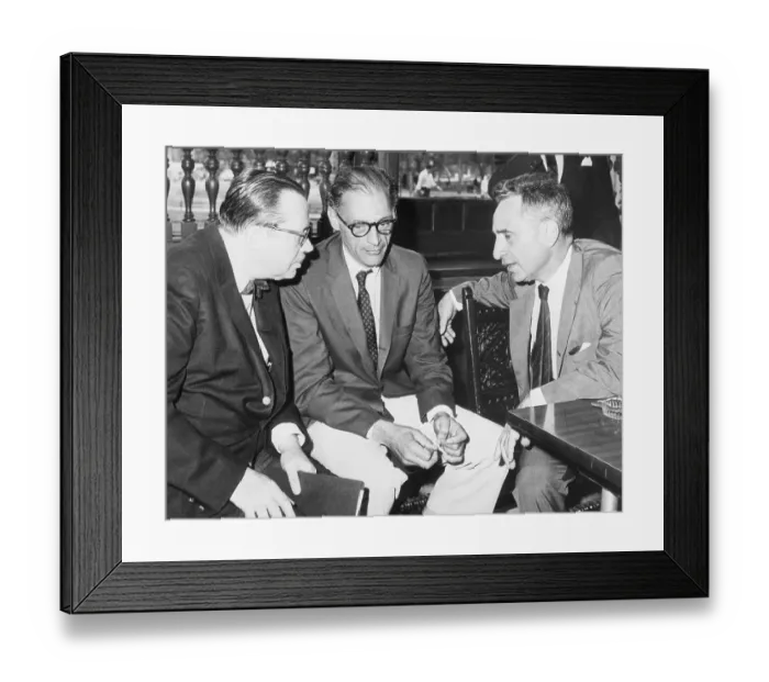 Framed Print : Jo Mielziner, Arthur Miller, and Elia Kazan Framed Print : Jo Mielziner, Arthur Miller, and Elia Kazan