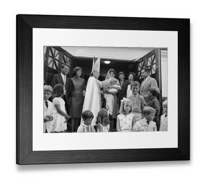 Framed Print : Kennedy Family Members Surrounding Newborn Baby Framed Print : Kennedy Family Members Surrounding Newborn Baby