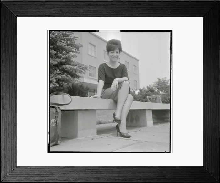 Framed Print : Teresa Stratas Sitting on Bench Outside Framed Print : Teresa Stratas Sitting on Bench Outside