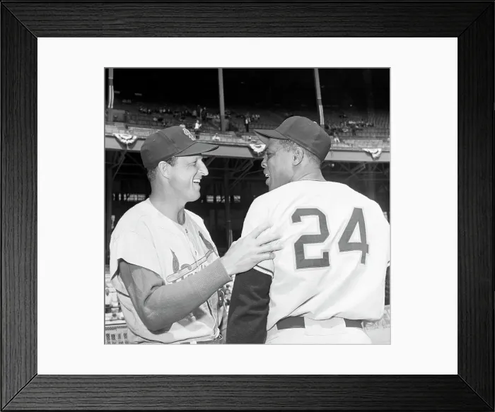Framed Print : Stan Musial Standing with Willie Mays Framed Print : Stan Musial Standing with Willie Mays