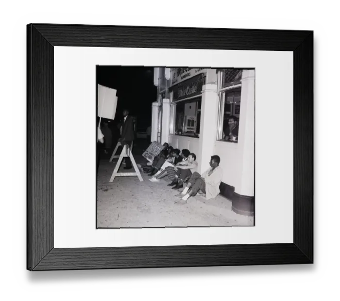Framed Print : CORE Demonstrators Sit Outside Restaurant Framed Print : CORE Demonstrators Sit Outside Restaurant