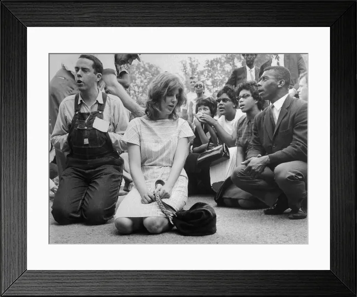 Framed Print : Civil Rights Picketers Singing on Sidewalk Framed Print : Civil Rights Picketers Singing on Sidewalk
