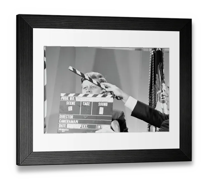 Framed Print : President Kennedy and Clapboard Framed Print : President Kennedy and Clapboard