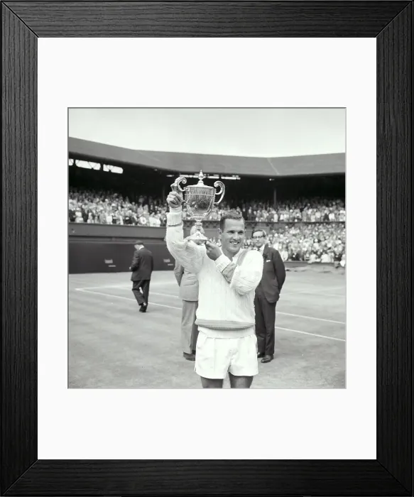Framed Print : Chuck McKinley Holding Wimbledon Trophy