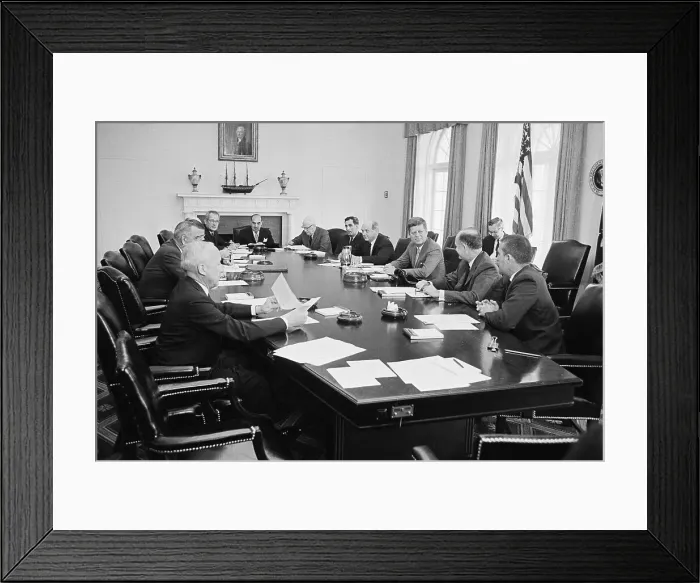 Framed Print : John Kennedy at a Cabinet Meeting