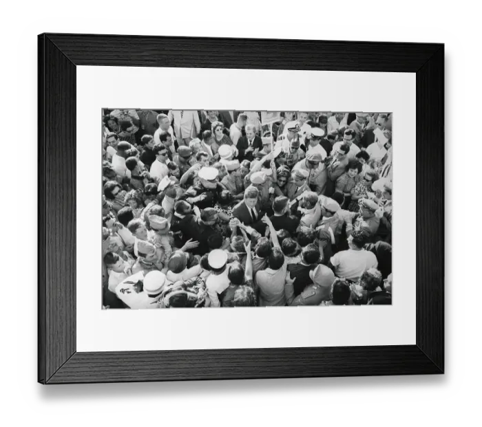 Framed Print : John Kennedy Surrounded by Italians Framed Print : John Kennedy Surrounded by Italians