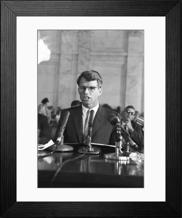 Framed Print : Attorney General Robert Kennedy Speaking into Mic Framed Print : Attorney General Robert Kennedy Speaking into Mic