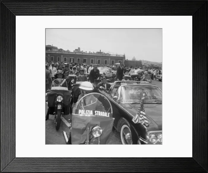 Framed Print : President Kennedy's Motorcade in Traffic Framed Print : President Kennedy's Motorcade in Traffic