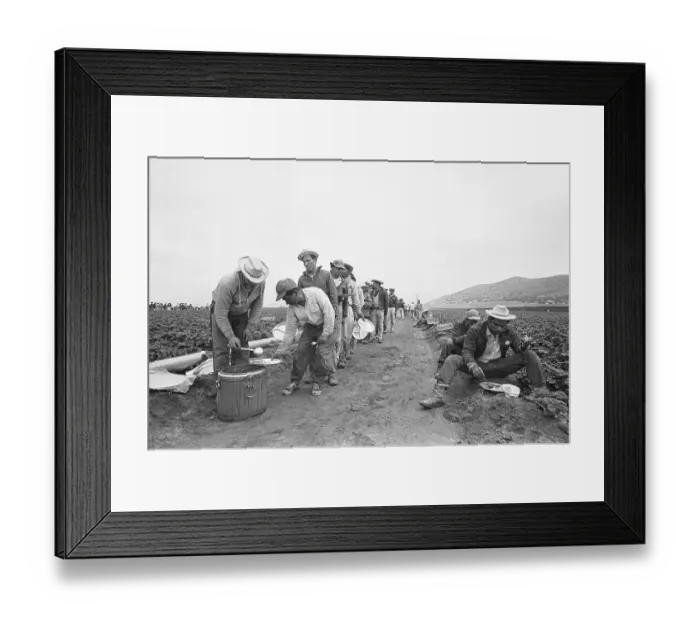 Framed Print : Men On Line To Get Food; Workers Framed Print : Men On Line To Get Food; Workers