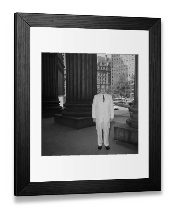 Framed Print : Portrait of Robert Moses Standing Outside New York City Building Framed Print : Portrait of Robert Moses Standing Outside New York City Building