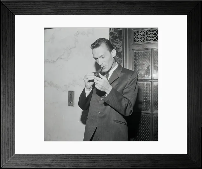 Framed Print : Hugh Hefner Smoking Pipe Framed Print : Hugh Hefner Smoking Pipe