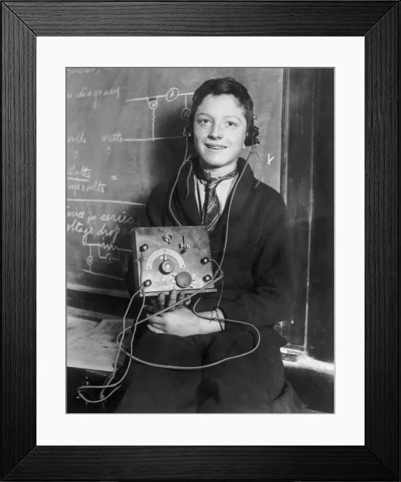 Framed Print : Edward Herron with Homemade Radio Set Framed Print : Edward Herron with Homemade Radio Set