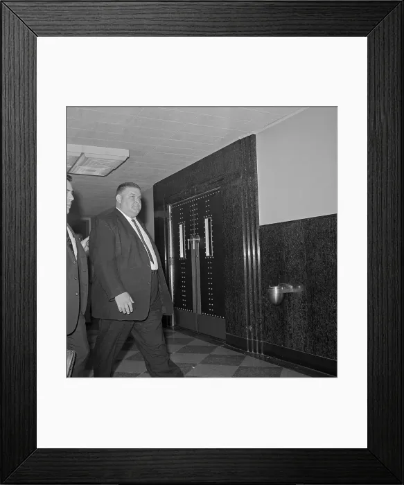 Framed Print : Imposter Ferdinand Waldo Demara Leaving Going to Court Framed Print : Imposter Ferdinand Waldo Demara Leaving Going to Court