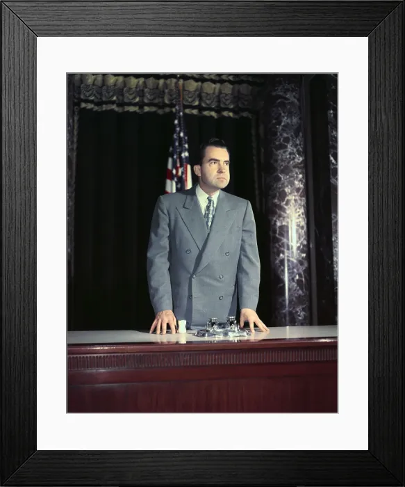 Framed Print : Richard M. Nixon Pausing at Senate Hearing