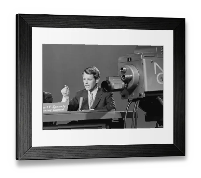 Framed Print : Robert F. Kennedy Speaking in Front of Camera Framed Print : Robert F. Kennedy Speaking in Front of Camera