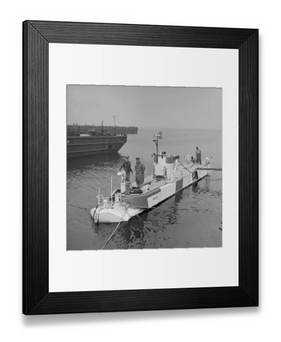 Framed Print : Lieutenants Standing on Navy Bathysphere