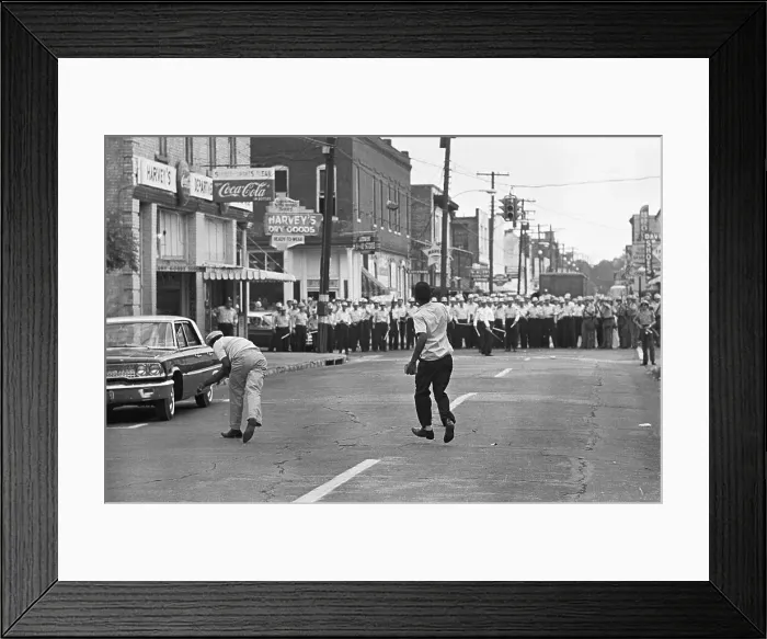 Framed Print : African Am Youths Throw Rocks @ Police Framed Print : African Am Youths Throw Rocks @ Police